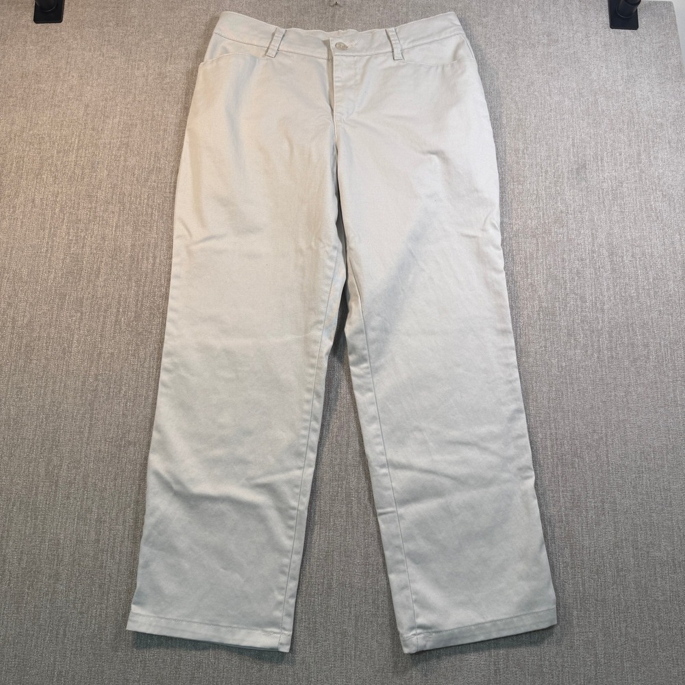Lee Relaxed Fit Chino Pants Womens 14 Short Stone Beige Straight Leg 4601270